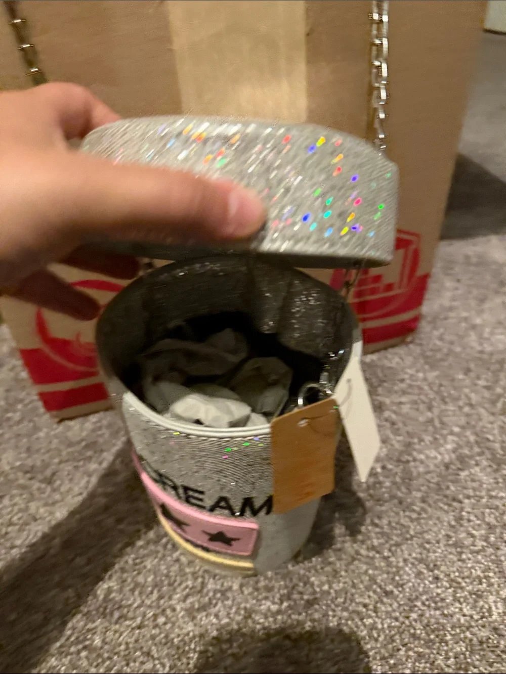 ICECREAM Glitter Cup Crossbody Clutch - Pink Accent